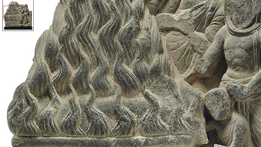 Buddha's cremation - gray schist relief from Gandhara, 2nd-3rd century - Detail