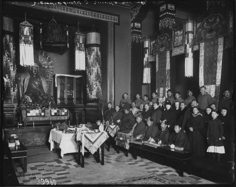 Praying at the Buddhist temple in Saint-Petersburg